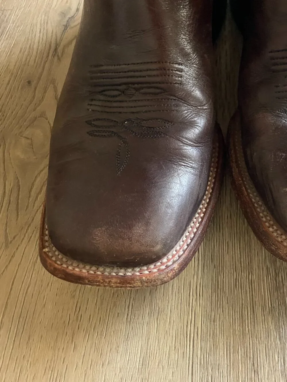 John B Stetson Men's 11B Leather Western Embroidered Calf Boots Brown!
